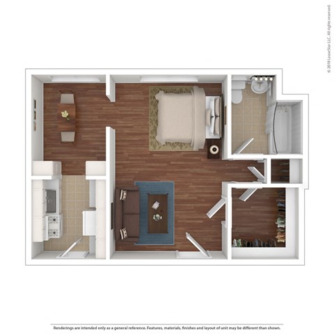 Floor plan for studio, 1 bath, 479 sqft